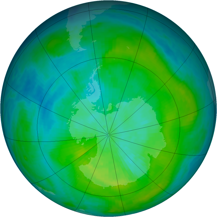 Antarctic ozone map for 03 March 1980
